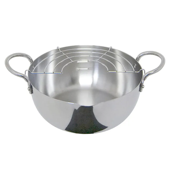 ウルシヤマ ステンレス 揚げ鍋 20cm 揚げ網付き IH対応 SAG-20W【天ぷら鍋 ウルシヤマ金属工業 日本製】