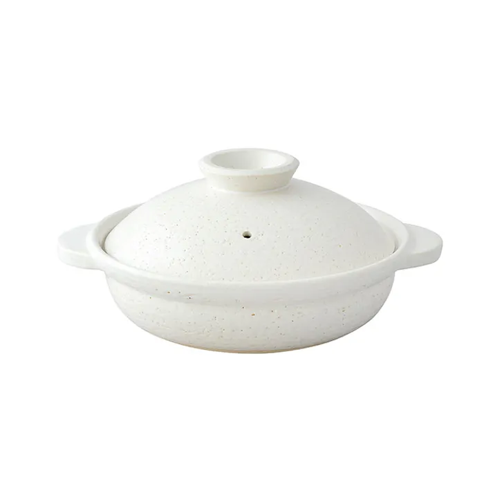 長谷園 伊賀土鍋 中 1600ml 2~4人用 ガス火専用 長谷製陶【土鍋 卓上鍋 陶器 直火 日本製 伊賀焼】 白釉