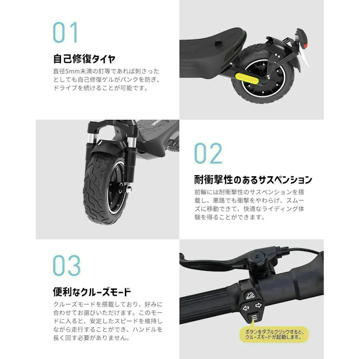 AINOHOT SAGA suv 特定小型原付 電動キックボード 免許不要 防水機能「IP66」 500W出力 公道/歩道走行可能 国交省認定型式確認番号:JATA-0066色:Dark Black