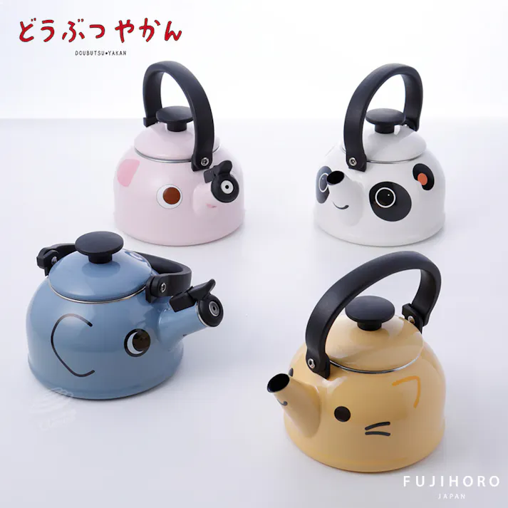 富士ホーロー どうぶつやかん ケトル ホーロー 1.8L ガス火 IH対応【琺瑯 ホーローケトル やかん IH 直火 ほうろう 調理器具 動物】 ねこ