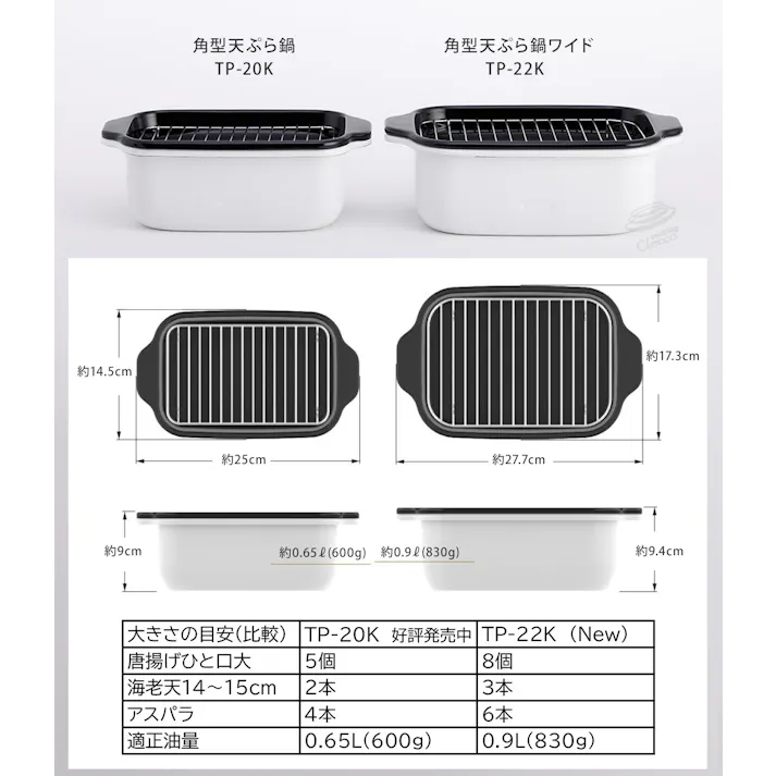 富士ホーロー 角型天ぷら鍋 IH対応 温度計付き 揚げ網 バット付き TP-20K.W .LG.VA【天ぷら鍋 ホーロー ミニ 角 スクエア 少ない油 四角 揚げ鍋 四角い 琺瑯 ほうろう】 バニラ