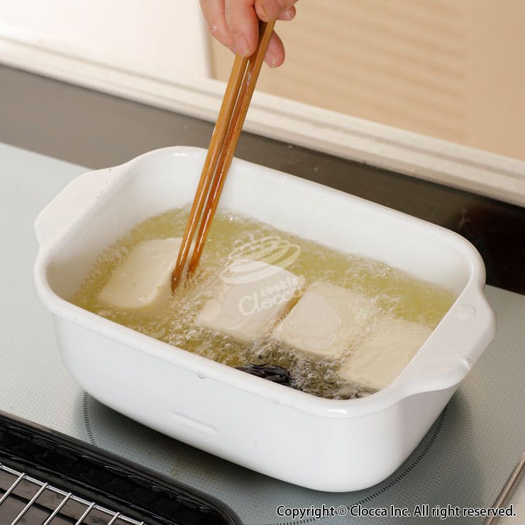 富士ホーロー 角型天ぷら鍋 IH対応 温度計付き 揚げ網 バット付き TP