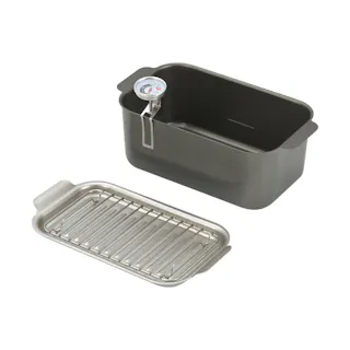 食彩亭 角型蓋付天ぷら鍋(アミ・温度計付) TP-16 タマハシ【角型 天ぷら鍋 鉄 角 スクエア 少ない油 四角 揚げ鍋 四角い】