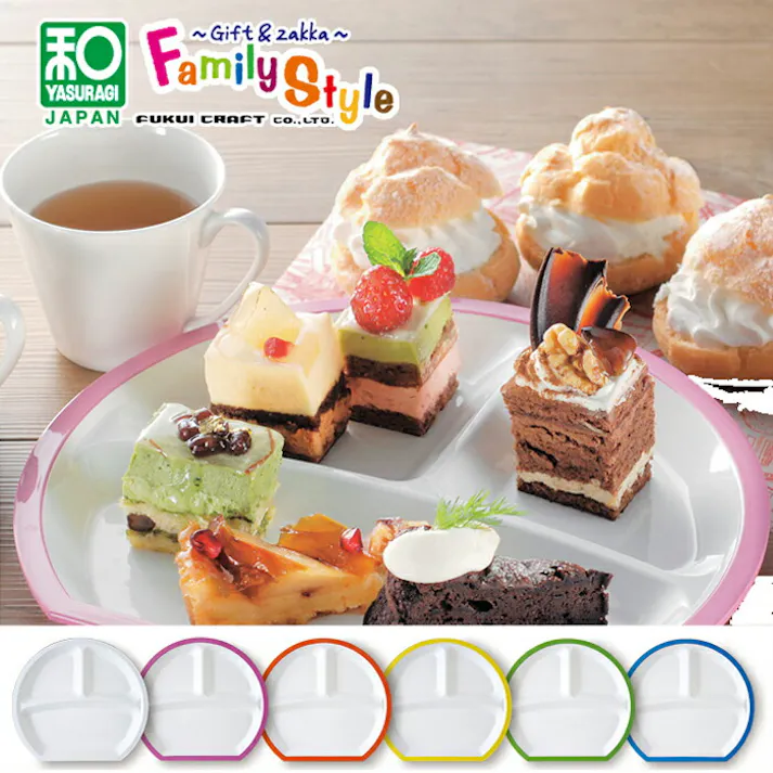 福井クラフト half round plate ラウンドワンプレート【ワンプレート 皿 仕切り 食器 デザートプレート ランチプレート 丸皿プレート 小分け キッズ 食洗機対応 レンジOK 軽い シンプル日本製】half round plateホワイト