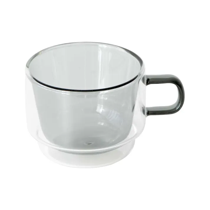 365methods × ハリオ ダブルウォール カラーマグカップ 240ml HARIO【ダブルウォールマグ ガラス 二重構造 マグ 食洗機対応】グレー