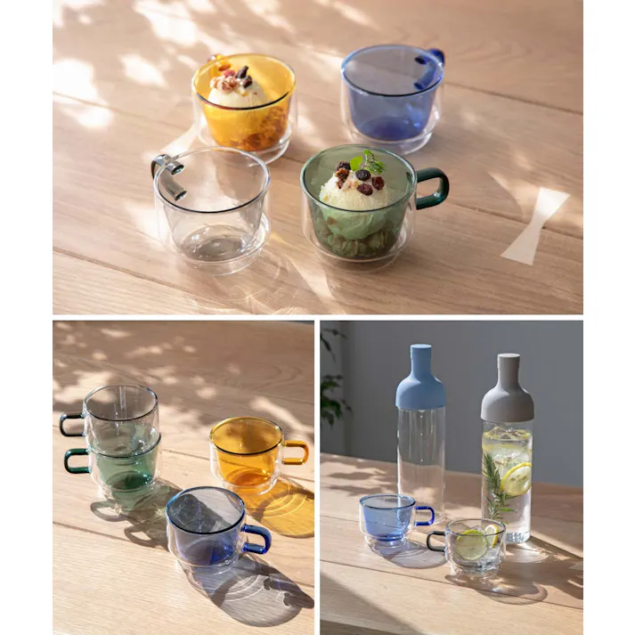 365methods × ハリオ ダブルウォール カラーマグカップ 240ml HARIO【ダブルウォールマグ ガラス 二重構造 マグ 食洗機対応】グレー