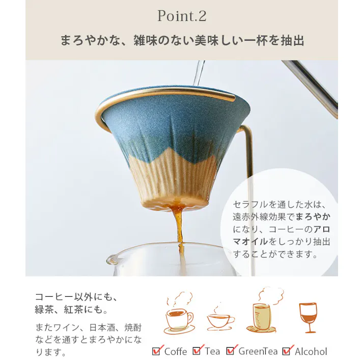セラフル 富士 スタンドセット 1~3杯用 波佐見焼 セラミック コーヒーフィルター Ceraful CRF【コーヒー ドリッパー ペーパーレス 陶器 セラミックフィルター 富士山】 桜富士