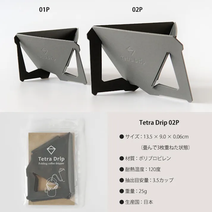 Tetra Drip テトラドリップ 3.5cup 02P【コーヒー ドリッパー アウトドア 珈琲ドリッパー 組立式 携帯 軽量 ポータブル MUNIEQ ミュニーク ドリップ 日本製】 グレー