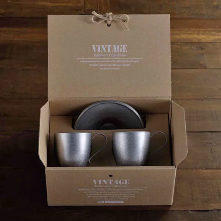 ヴィンテージ ダブルウォール カップ&ソーサー 100ml 2客セット【コーヒーカップ ペアセット 食器セット VINTAGE カジュアルプロダクト 青芳製作所 日本製】