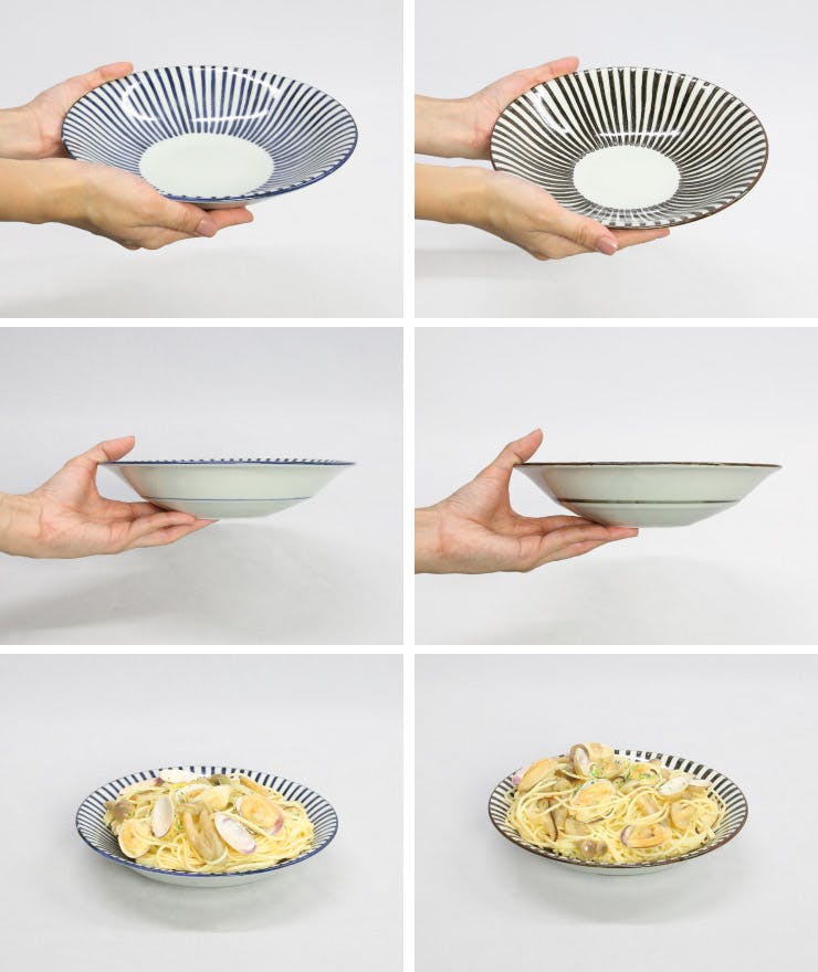 波佐見焼 千筋 大皿 25cm 藍花【お皿 パスタ皿 盛り皿 取り皿 波佐見焼