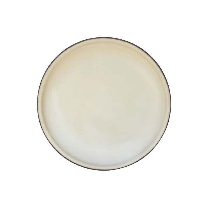 波佐見焼 窯変 リム 大皿 21cm 藍花【大皿 プレート お皿 食器 和食器 日本製】 アイボリー