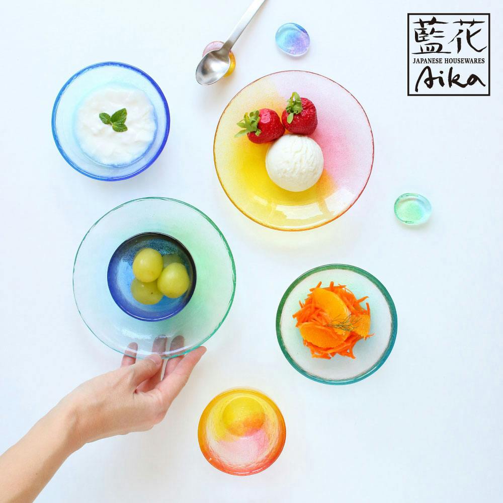 空のいろどり 取皿 江戸硝子 藍花【皿 プレート 取り皿 ガラス 食器