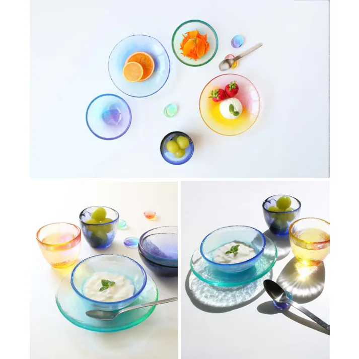 空のいろどり 取皿 江戸硝子 藍花【皿 プレート 取り皿 ガラス 食器 日本製】 紺碧