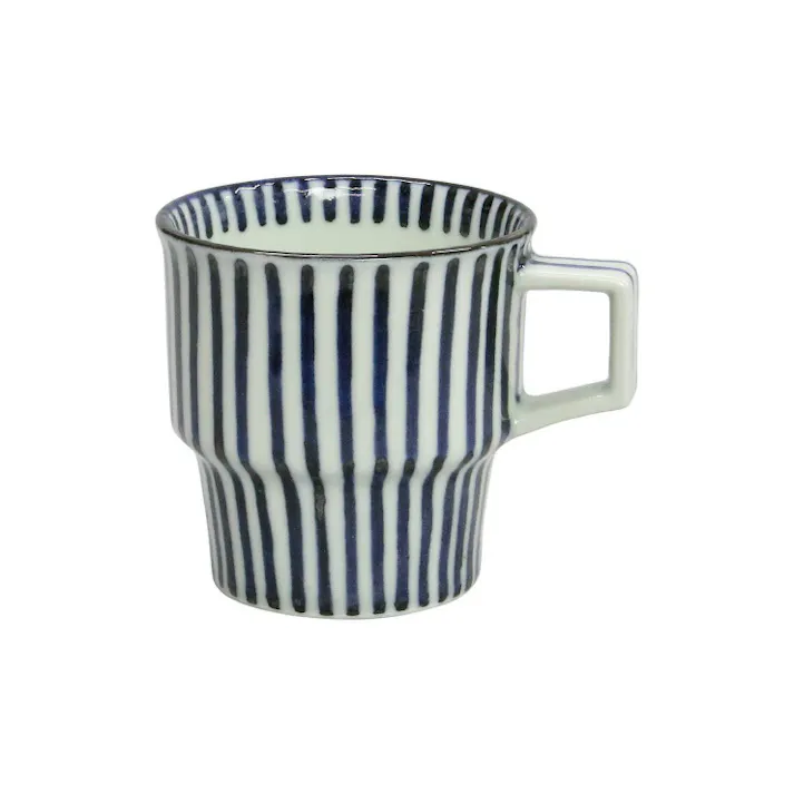 波佐見焼 千筋 スタッキングマグ 藍花【マグカップ コップ ティーカップ スタッキング ギフト 波佐見焼 陶器 和食器 食器】 呉須千筋