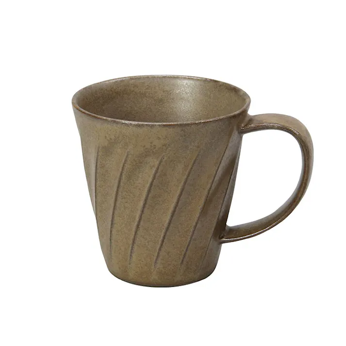 波佐見焼 窯変 ねじりビックマグ 400ml 藍花【陶器 コップ マグ グラス マグカップ 大容量 食器 和食器 日本製】 ブラウン