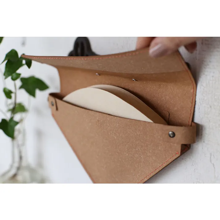 WPB マグネット コーヒーペーパーフィルターケース ブラウン/【2~4人用台形フィルター、1~4杯用円すい形フィルターが約50枚収納可能 ウォールペーパーバッグ】 グレー