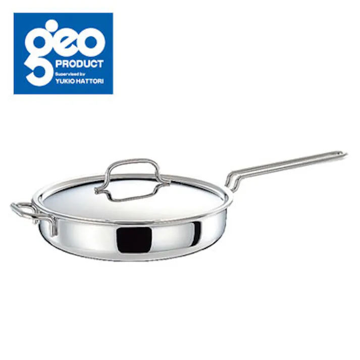 ジオプロダクト ソテーパン 25cm 全面7層構造 宮崎製作所 GEO-25ST【IH対応 IH 100V 200V フライパン フタ付き ステンレス アルミ 無水調理 調理器具 キッチン用品 日本製】