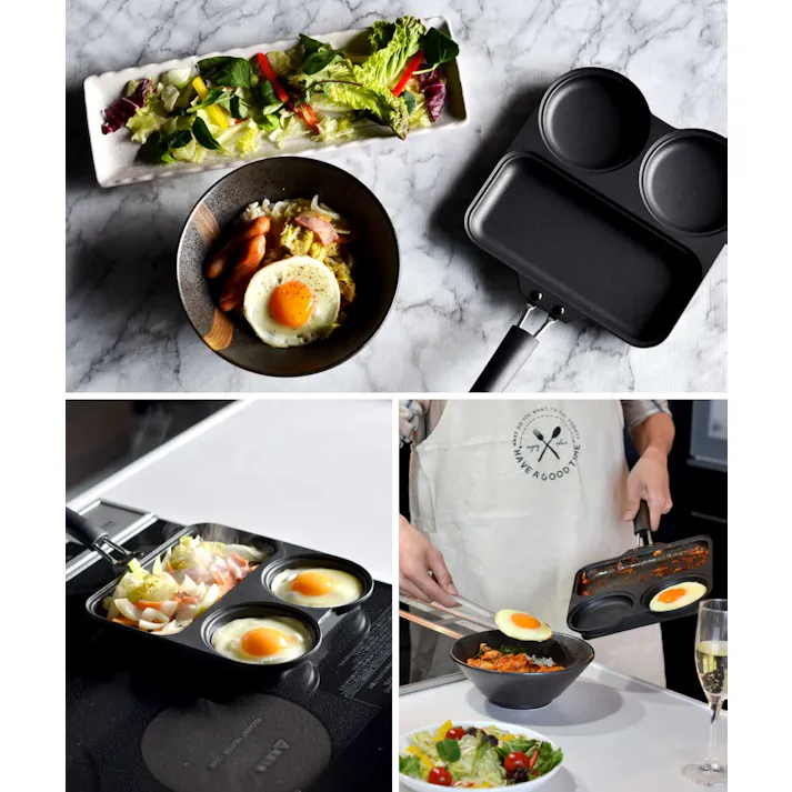 まるまるしかくパン IH対応 ビーワーススタイル KS-385075 フライパン 仕切り【仕切り付きフライパン 目玉焼き パンケーキ 卵焼き器 同時調理 IH 直火 お弁当 時短 グッズ 調理器具 日本製】