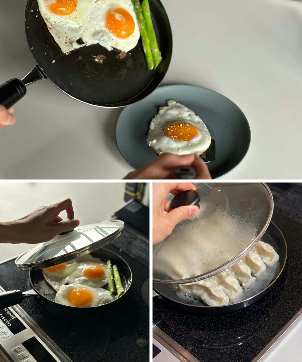 目玉焼きが美味しく焼ける鉄のフライパン ガラス蓋つき ビーワース