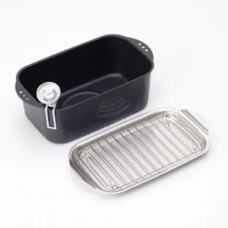 鉄製 角型天ぷら鍋 ミニ 揚げ網 バット 温度計付き IH対応【揚げ鍋 スクエア 日本製 小さい てんぷら鍋 揚げ物 鍋 角 長方形】