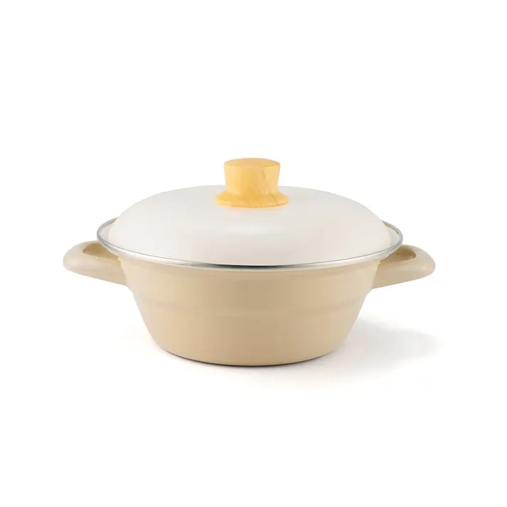 富士ホーロー 琺瑯土鍋 20cm IH対応 2L HD-20【卓上鍋 1人用 2人用 ホーロー鍋 両手鍋 20センチ 琺瑯鍋 鍋 直火 調理器具 ほうろう】 グレージュ