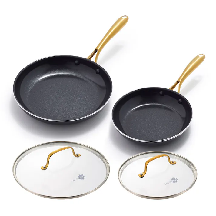 グリーンパン ストゥディオ フライパン 4点セット IH対応 GREENPAN【フライパン ガラス蓋 セット 軽量 直火 オーブン調理 調理器具 アルミ セラミックコーティング PFOA PFASフリー】