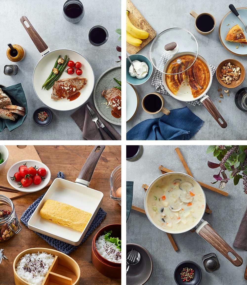 グリーンパン ウッドビー フライパン・エッグパン・ソースパン 4点