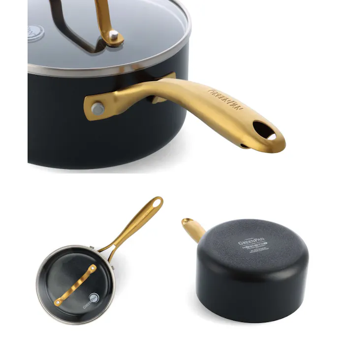 グリーンパン ストゥディオ ソースパン 16cm ガラス蓋付 IH対応 GREENPAN【片手鍋 鍋 直火 オーブン調理 アルミ セラミックコーティング PFOA PFASフリー フッ素不使用】