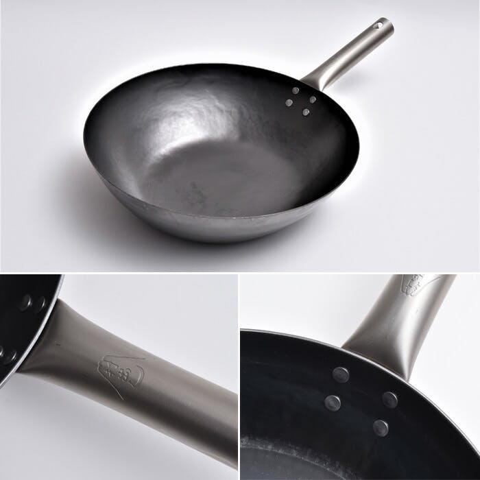 HANAKO+a 打ち出し窒化加工 深型フライパン チタンハンドル30cm