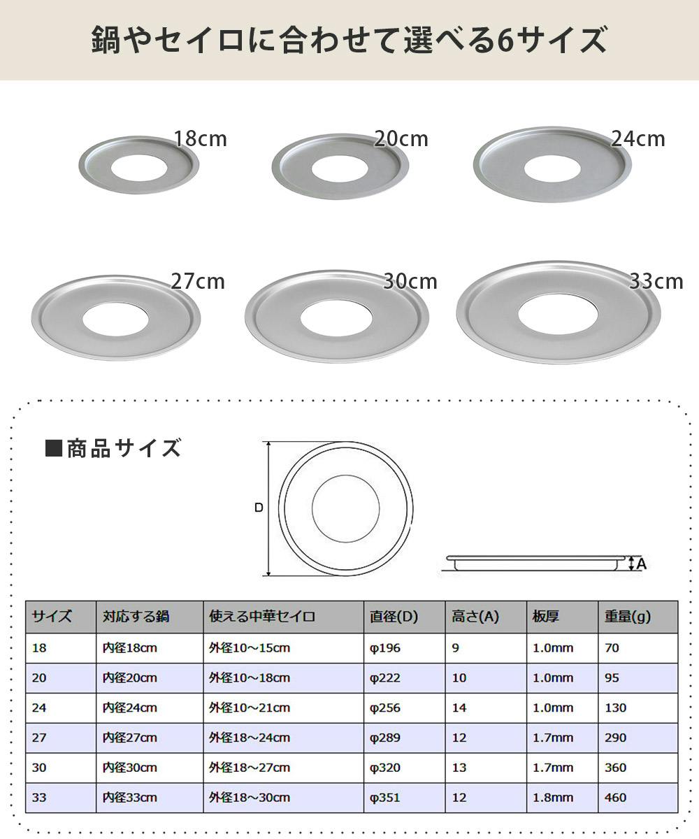 中華セイロ用 受け台 33cm アルミ 外径10～30cmのセイロ用 北陸