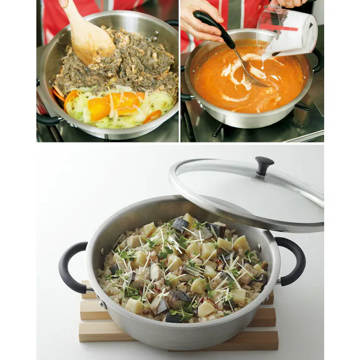 貝印 o.e.c. minima ミニマ 卓上鍋 23cm ガラス蓋付き DY5211【IH対応 両手鍋 キャセロール フライパン 鍋蓋 ふた kai oec】