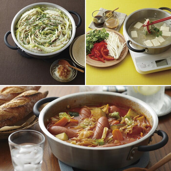 貝印 o.e.c. minima ミニマ 卓上鍋 23cm ガラス蓋付き DY5211【IH対応