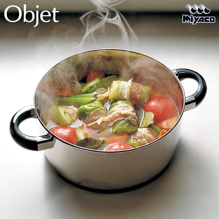 オブジェ ジャンボ深型両手鍋 25cm 宮崎製作所 OJ-39【鍋 両手鍋 深型 IH対応 IH 100V 200V Objet 25cm ステンレス 日本製】