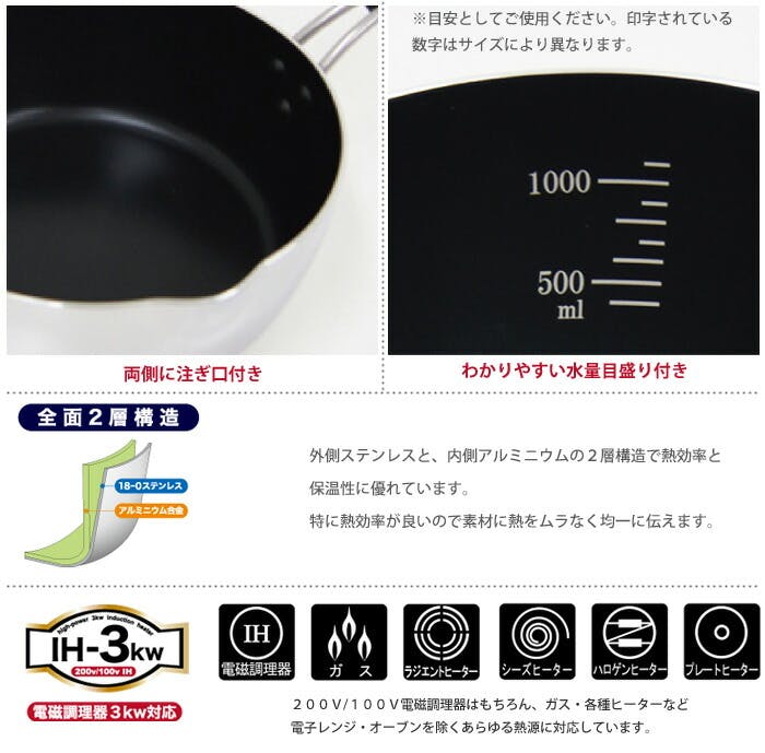 ウルシヤマ金属工業 匠味 ゆきひら鍋 20cm IH対応【片手鍋 雪平鍋 行