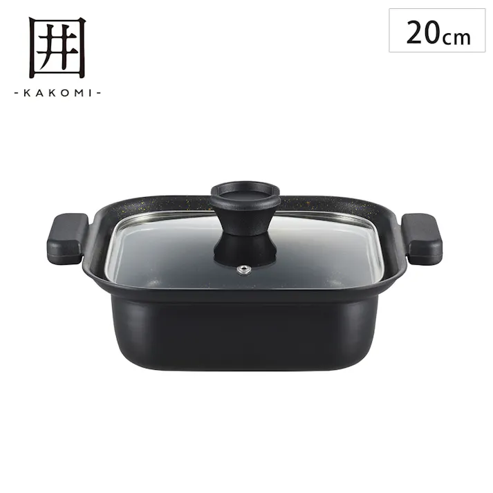 囲 IH対応角型卓上鍋 20cm KK-20W タマハシ【しゃぶしゃぶ すき焼き 水炊き ガス火 IH200V対応】