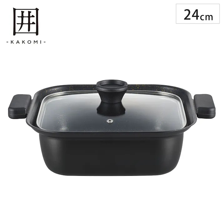 囲 IH対応角型卓上鍋 24cm KK-24W タマハシ【しゃぶしゃぶ すき焼き 水炊き ガス火 IH200V対応】