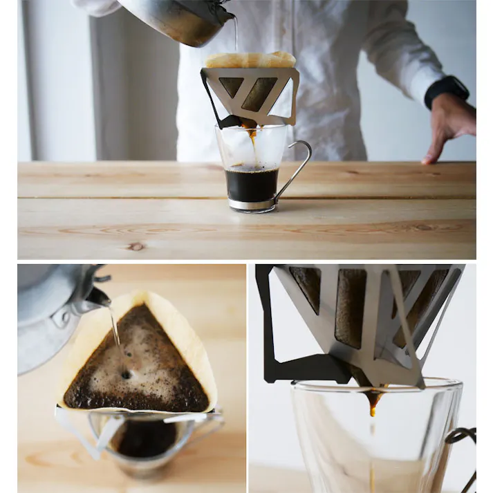 Tetra Drip テトラドリップ 3.5cup 02S 2~4人用 ステンレス MUNIEQ ミュニーク TD-02S【ドリッパー アウトドア コーヒードリッパー 珈琲ドリッパー 組立式 携帯 軽量】 ステンレス