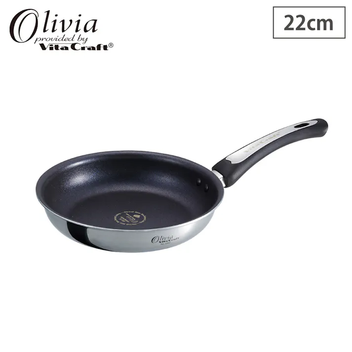 ビタクラフト オリビア フライパン 22cm ガス IH対応 NO.1932 Vita Craft【ステンレス アルミ 全面2層構造 PFOAフリー 金属ヘラOK】