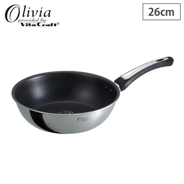ビタクラフト オリビア ウォックパン 26cm ガス IH対応 NO.1946 Vita Craft【フライパン 深型 炒め鍋 ステンレス アルミ 全面2層構造 PFOAフリー 金属ヘラOK 深い】