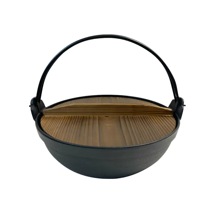 岩鋳 南部鉄器 ふる里鍋 深型26cm 木蓋 ツル付き 焼付 ガス火 IH対応【鉄鍋 卓上鍋 囲炉裏鍋 古里鍋 鋳鉄 日本製】