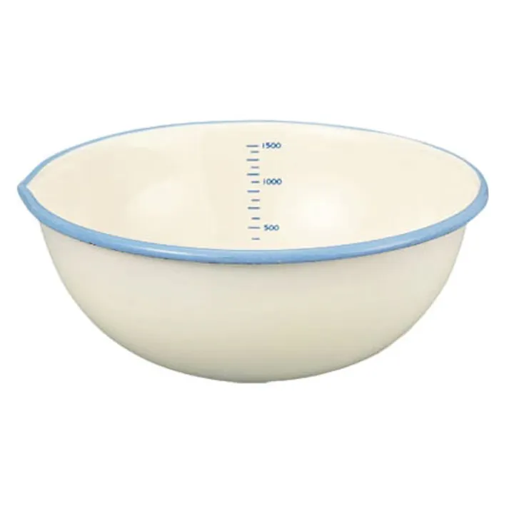 富士ホーロー BMS ビームス ホーロー 片口 ボウル 20cm 1.7L【琺瑯ボール 片口 調理ツール ボール ほうろう 縁赤 縁青 キッチン用品】 ホワイト