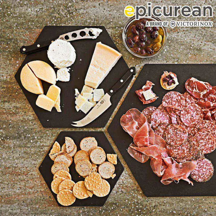 エピキュリアン 六角カッティングプレート S ブラック epicurean【まな板 薄型 軽量 木製 カッティングボード サーブボード プレート まないた 食洗機対応 熱湯消毒可】