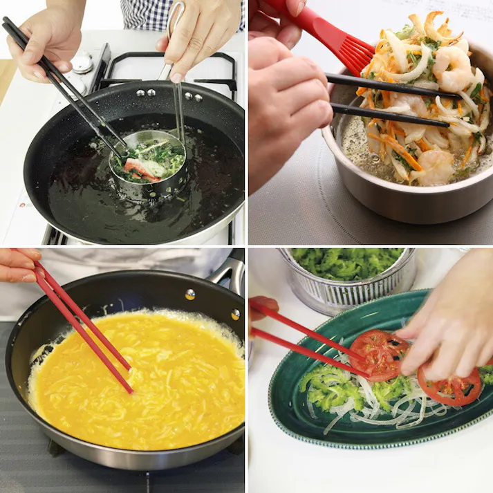 貝印 o.e.c. シリコーン菜箸 黒 DE5904・赤 DE5905【シリコン さいばし 菜ばし kai oec】 黒