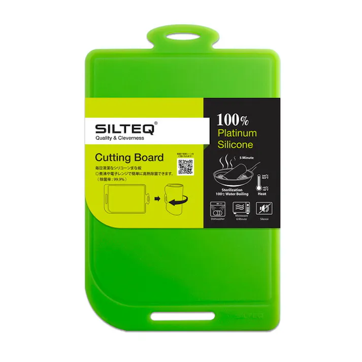 きれいのミカタ 丸めて煮沸消毒できるまな板 Mサイズ プラチナシリコン SILTEQ【電子レンジ除菌 食洗機対応 耐熱 カッティングボード シルテック】 ブラック