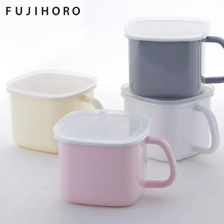 富士ホーロー 味噌ポット【ホーロー容器 みそ容器 ホーロー みそポット 琺瑯容器 保存容器 密閉 ストッカー 持ち手 キッチン用品 便利 直火 オーブン】 ライトグレー