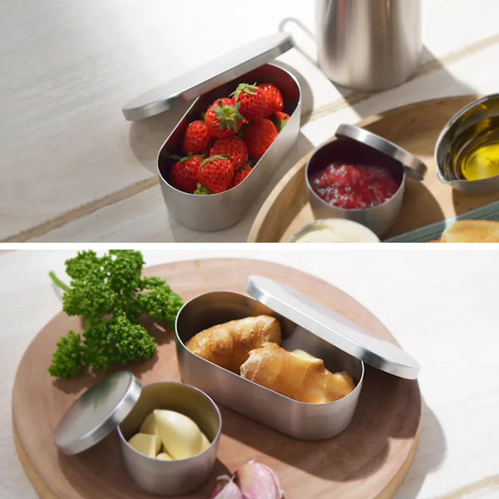 ヨシカワ and アンド ステンレスながまる缶 AN0203【ミニ 保存容器 ステンレス キャニスター 容器 丸缶 小判型 日本製】