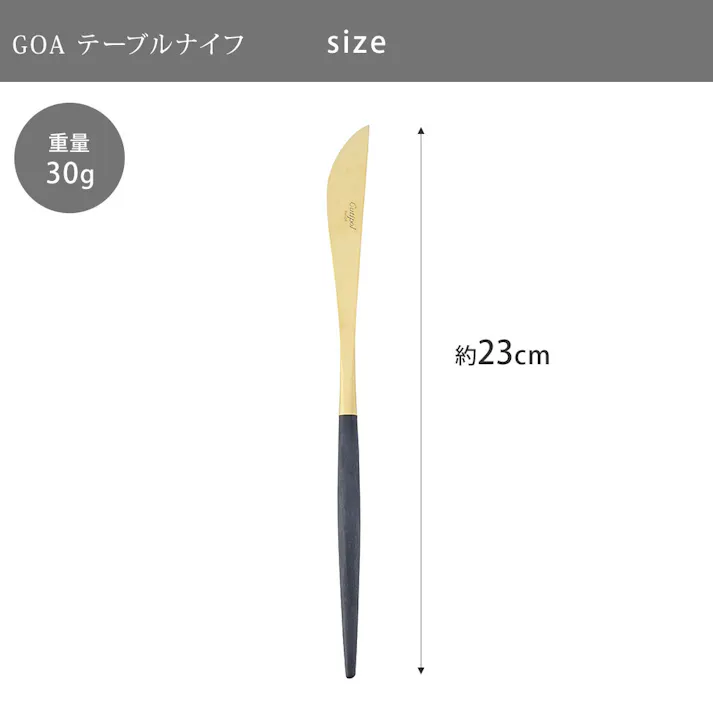 クチポール ゴア テーブルナイフ ブラック×ゴールド Cutipol GOA GO.03 GB【カトラリー 卓上 ナイフ ステンレス 金 食器 正規品】
