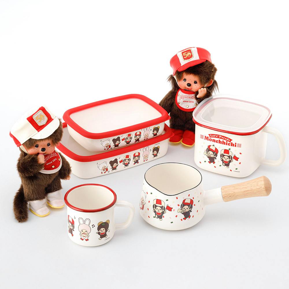 富士ホーロー モンチッチ 浅型角容器 Mサイズ レッツ!パレード