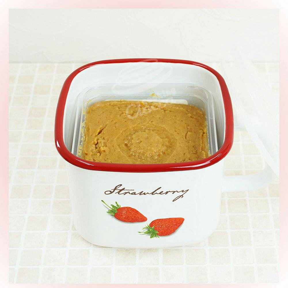 富士ホーロー ストロベリーシリーズ 角型ストックポット STB-KP