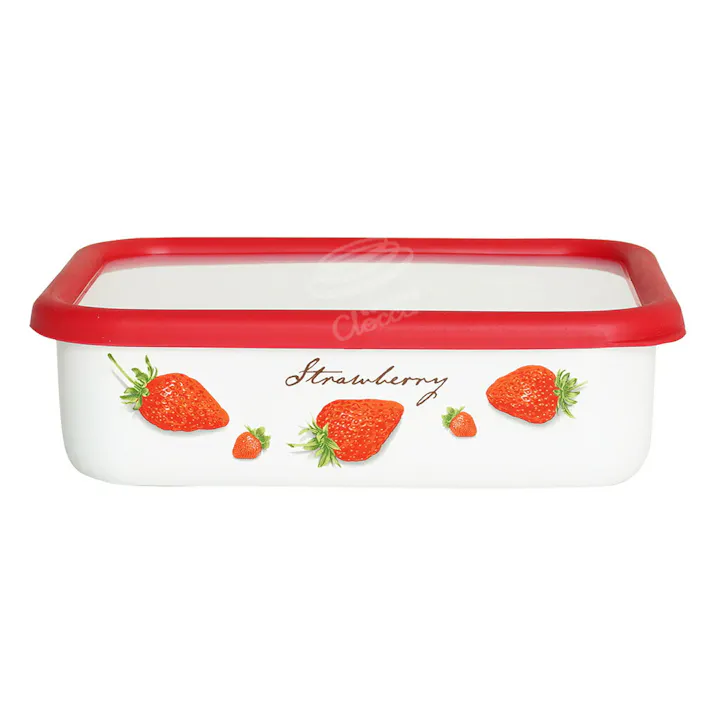 富士ホーロー ストロベリーシリーズ 浅型角容器 L STB-L【ホーロー容器 食材 調味料 保存 琺瑯容器 保存容器】